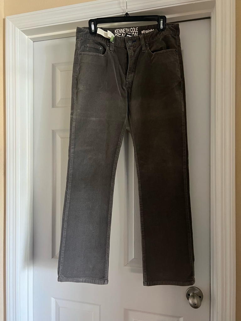 Kenneth Cole Reaction Corduroy Pants In Gray With Black Label